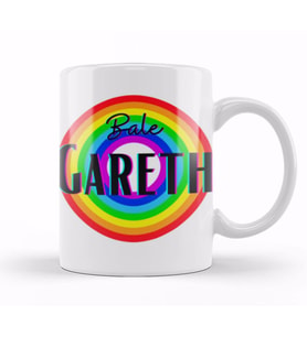 Gareth Bale   Vintage Retro Rainbow Style Kupa Bardak Porselen