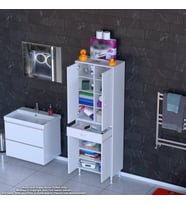 Modilayn YENİ AFRA 55 x 173 x 32,5 cm 1 Çekmece 4 Kapak 7 Raf 10 Bölme Çok Amaçlı Banyo & Mutfak Dolabı