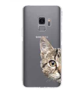 Samsung Galaxy S9 Uyumlu Kamera Korumalı Kapak Catface Tasarımlı  Şeffaf Silikon Kılıf
