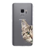 Samsung Galaxy S9 Uyumlu Kamera Korumalı Kapak Catface Tasarımlı  Şeffaf Silikon Kılıf