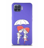 Oppo Reno 4 Lite Soft Premier Kapak Aşk Tasarımlı Silikon Kılıf - Mor (Şeffaf)