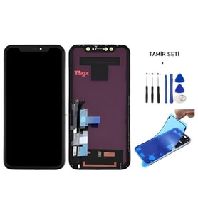 Tkgz - iPhone XR Uyumlu Lcd Ekran Dokunmatik -A- Kalite (GX MARKA ) + TAMİR SETİ + TOZ BANTI