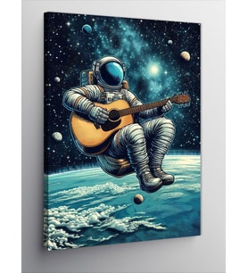 Kanvas Tablo Uzayda Gitar Çalan Astronot