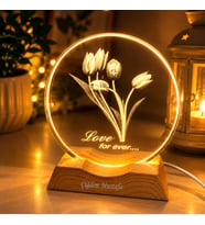 Kişiye Özel Işıklı Led Gece Lambası Sevgiliye Çiçek Desenli Romantik Hediye