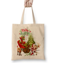 Yılbaşı Yeni Yıl Konseptli Noel Christmas Bez Çanta Uzun Saplı