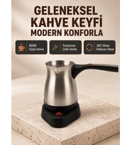 Elektrikli Türk Kahvesi Cezvesi 800W Kablosuz Döner Tabanlı