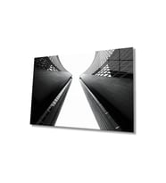 Miyrem Glasses Collection -A1^#  Siyah Beyaz Geometrik Bina Cam Tablo, Cam Tablo (Çok Renkli)