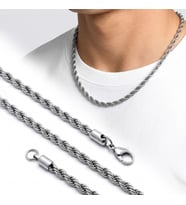 Moncuk Design Rope Halat Erkek Çelik Kolye 6mm 55cm Beyaz 3351ECK033