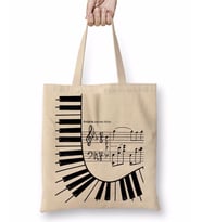 Piyano Müzik Notaları Bez Çanta Uzun Saplı