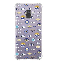 PrintiFy Samsung Galaxy A8 2018 Uyumlu Nazar Boncuğu 2 Baskılı Şeffaf Köşe Korumalı Antişok Kılıf