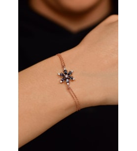 Mistik Topaz Taşlı Rose Lotus Çiçeği Gümüş Bileklik
