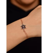 Mistik Topaz Taşlı Rose Lotus Çiçeği Gümüş Bileklik