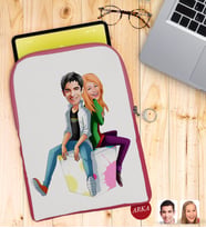 BK Gift Kişiye Özel Sevgililer Karikatürlü Taşınabilir Koruyucu Tablet Kılıfı & Organizer Çanta - Pembe-35