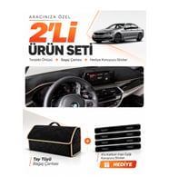 e-biz BMW G30 G31 G38 (2017-2023) Uyumlu Torpido Örtüsü + Tay Tüyü Bagaj Çantası - Siyah-Bej - BM008
