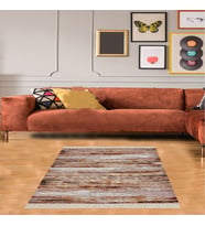 Batik Desenli Renk Geçişli Dijital Baskı Yıkanabilir Kaymaz Taban Salon Halısı ve Yolluk (Kiremit)