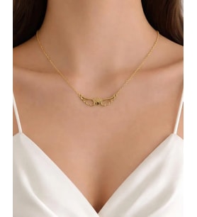 Kişiye Özel 925 Ayar Gümüş Melek Kanatlı Minimal Kalp Kolye (Gold)