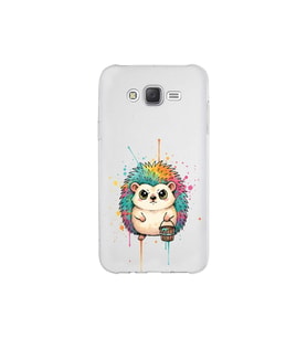 Samsung Galaxy J7 ile Uyumlu Splash Kirpi Tasarımlı Şeffaf Silikon Kılıf