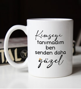 BK Gift Kimseyi Tanımadım Ben Tasarımlı Beyaz Kupa Bardak Arkadaşa Hediye , Doğum Günü Hediyesi-3