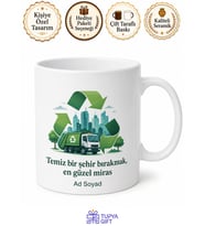 Çöp Kamyonu Sürücüsüne Geri Dönüşüm Sabah Temizliği Şehir Kahramanı Kupa Bardak Hediye