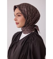 Geometrik Desen %100 Twill İpek Eşarp BE25