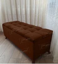 Çizgi Kapitoneli Sandıklı Puf 110 cm Ceviz Ayak (Kahverengi)