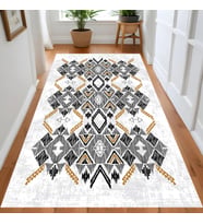 Rovigo Home Dijital Baskı Yıkanabilir Kaymaz Taban Salon Halısı Ve Yolluk RV130-FNL435 (Siyah)
