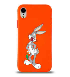Apple iPhone XR Uyumlu Lansman Kılıf Bugs Bunny Tasarımlı Altı Kapalı İçi Kadife Kaplı  Kapak (Şeffaf)