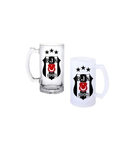 Ghostbastır Design Beşiktaş Kulplu Bira Bardağı Buzlu veya Şeffaf Seçenekli 0128