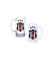 Ghostbastır Design Beşiktaş Kulplu Bira Bardağı Buzlu veya Şeffaf Seçenekli 0128