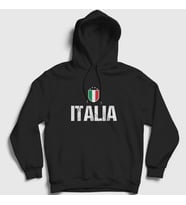 Presmono Unisex Siyah Amblem Italia Italya Kapüşonlu Sweatshirt 457387tt