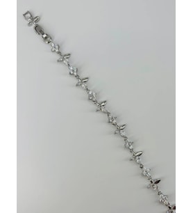 Rodyum Zirkon Taşlı Pirinç Bileklikler 17+2 Cm - Kbl0373