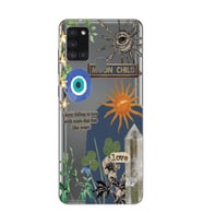 Samsung Galaxy A21S Uyumlu Moon Child Desenli Şeffaf Telefon Kılıfı