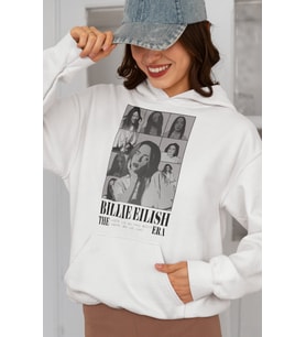 Billie Eilish Tasarım Baskılı Unisex Oversize Şarkıcı Hoodie