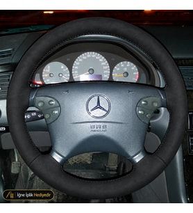 Mercedes E W211-S211 Dikme Direksiyon Kılıfı Alcantara Süet Monza Black 4 Kollu-Geniş Kare-Oval Tuş 2002-2006
