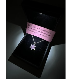 Işıklı kutuda çelik kamelya çiçeği kolye lotus kolye (Pembe)