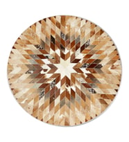 Doğal Dana Derisi Egzotik Patchwork Yuvarlak Halı