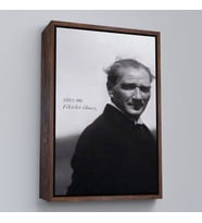 Çerçeveli Atatürk Portre Tablosu Mustafa Kemal Atatürk Dikdörtgen Dekoratif Kanvas Tablo (Altın)
