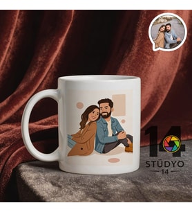 Stüdyo 14 Kişiye Özel İllüstrasyon Tasarım Kupa -Mug ( Sevgiliye -Arkadaşa Hediye)