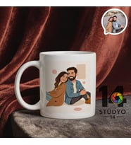 Stüdyo 14 Kişiye Özel İllüstrasyon Tasarım Kupa -Mug ( Sevgiliye -Arkadaşa Hediye)