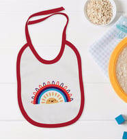 BK Kids Gokkuşağı Tasarımlı Kırmızı Bebek Mama Önlüğü-1