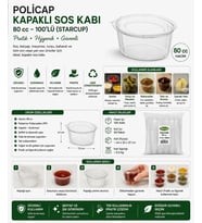 Policap Kapaklı Sos Kabı 80 cc 100'lü (Starcup)