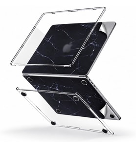 MacBook Air 13,6 inç M2 M3 M4 M5 A2681 A3113 A3240 A3449 Kristal Şeffaf Sert Kılıf, Geometrik Mermer Desenli 3M Sticker USB-C Adaptör Hediyeli Set