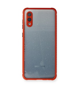 Samsung Galaxy A02 Kılıf Miami Şeffaf Silikon - Kırmızı