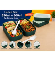 Lexroo DORDOİ ASTRALLİFE 2 Katlı Beslenme Kabı 850 ml + 500 ml Bölmeli Lunch Box Çatal Kaşık Seti