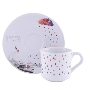 Decorium Ars 1518 4 Parça Kahve Takımı Renkli Bulut