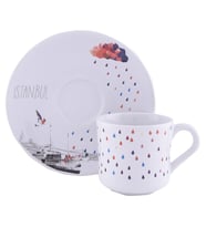 Decorium Ars 1518 4 Parça Kahve Takımı Renkli Bulut