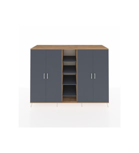 Kronos Dolap 12 Raflı 4 Kapaklı 220x59x163 Çam-Antrasit