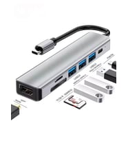 7in1 Aluminium PD100W Hızlı Şarj 4K 60Hz HDM 3xUSB 1xType-C TF/SD Usb Çoklayıcı Çevirici