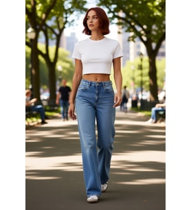 Kadın Wide Leg Yüksek Bel Denim Pantolon Fonksiyonel Dayanıklı Kaliteli Konforlu Estetik Şık