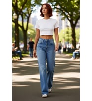 Kadın Wide Leg Yüksek Bel Denim Pantolon Fonksiyonel Dayanıklı Kaliteli Konforlu Estetik Şık